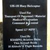 UH-1H HUEY HELICOPTER MEMORIAL PLAQUE