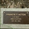 FRANCIS T. ACTON WAR MEMORIAL TREE PLAQUE