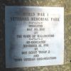 WALLINGFORD WORLD WAR I VETERANS MEMORIAL PARK PLAQUE