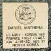 PRIVATE FIRST CLASS DANIEL MATHENA WAR MEMORIAL PAVER