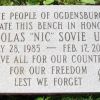 NICHOLAS "NIC" SOVIE WAR MEMORIAL BENCH DEDICATION STONE