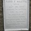 FLOYD F. MALETTE WAR MEMORIAL PLAQUE