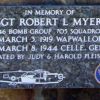 SSGT ROBERT L. MYERS WAR MEMORIAL PLAQUE