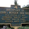 BIRTHPLACE OF JOHN L. WORDEN WAR MEMORIAL MARKER