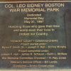 COL. LEO SIDNEY BOSTON WAR MEMORIAL PARK PLAQUE
