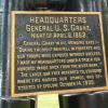 HEADQUARTERS GENERAL U.S. GRANT MEMORIAL PLAQUE