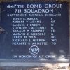 447TH BOMB GROUP 711 SQUADRON WAR MEMORIAL PLAQUE