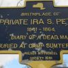 BIRTHPLACE OF PRIVATE IRA S. PETTIT WAR MEMORIAL MARKER