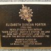 ELIZABETH DUNCAN PORTER REVOLUTIONARY WAR MEMORIAL PLAQUE