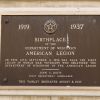 BIRTHPLACE OF THE DEPARTMENT OF WISCONSIN AMERICAN LEGION MEMORIAL PLAQUE
