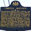 TIMOTHY MATLACK REVOLUTIONARY SOLDIER WAR MEMORIAL MARKER